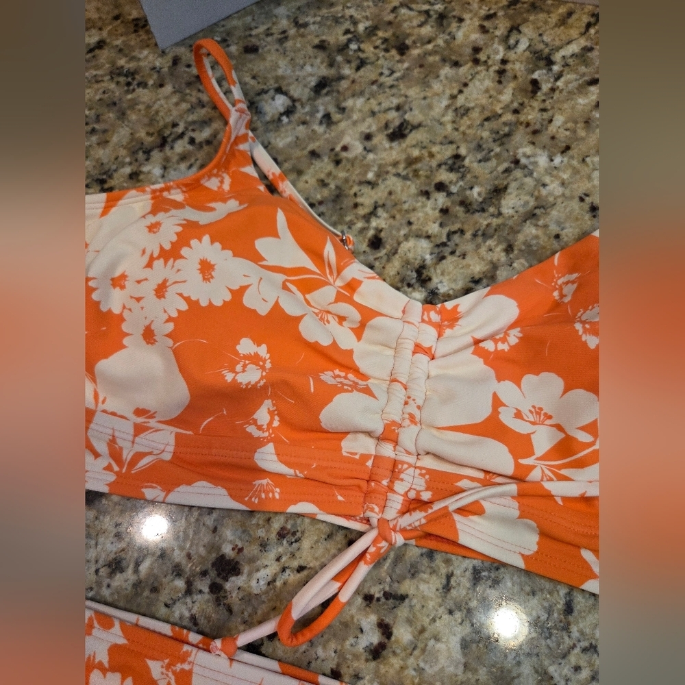 Cupshe Coral and Cream Floral Drawstring Bikini - Picture 4 of 9